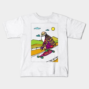 Grandpa longboarding Kids T-Shirt
